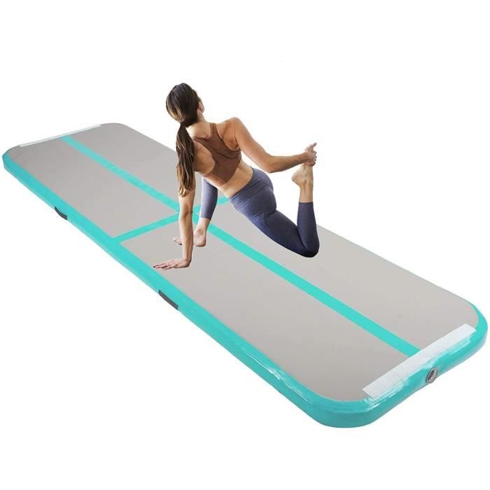 Tapis de Gymnastique Gonflable Airtrack Gymnastique PVC Tapis de Tumbling 500 x 100 x 10 cm sans Pompe pour Yoga/Taekwondo Vert