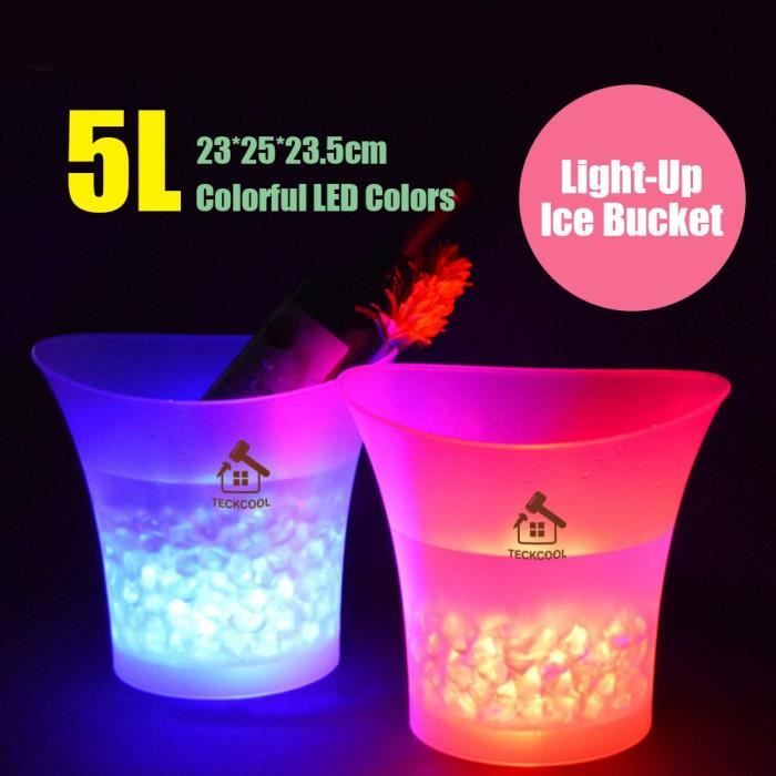 Seau à glace Lumieux de 5L LED multicoloré - Pour champagne, vin, boissons, bière - Pour bar par Teckcool