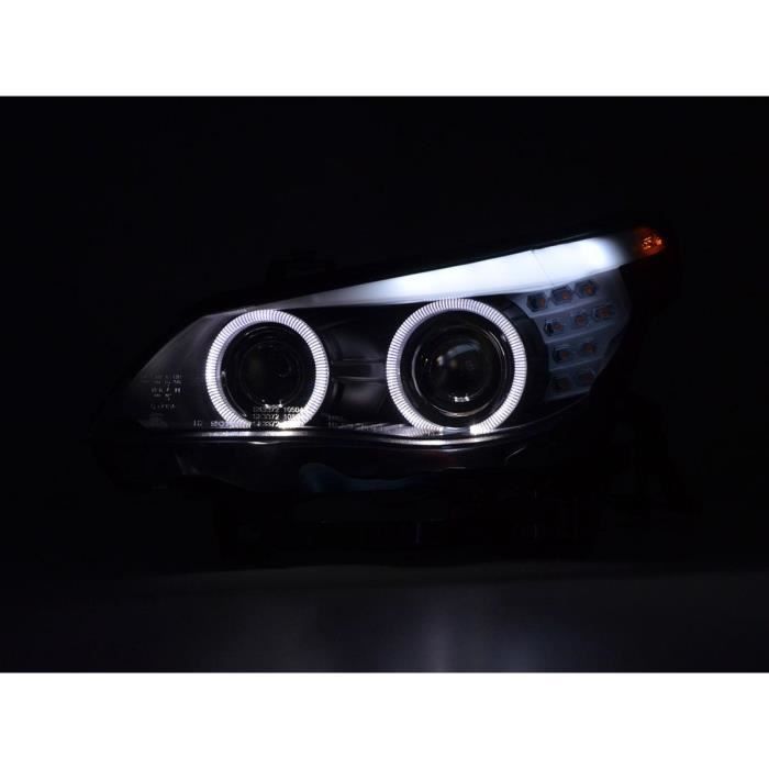 Paire de feux phares Xenon Angel Eyes BMW serie 5 E60/E61 07-10 Noir