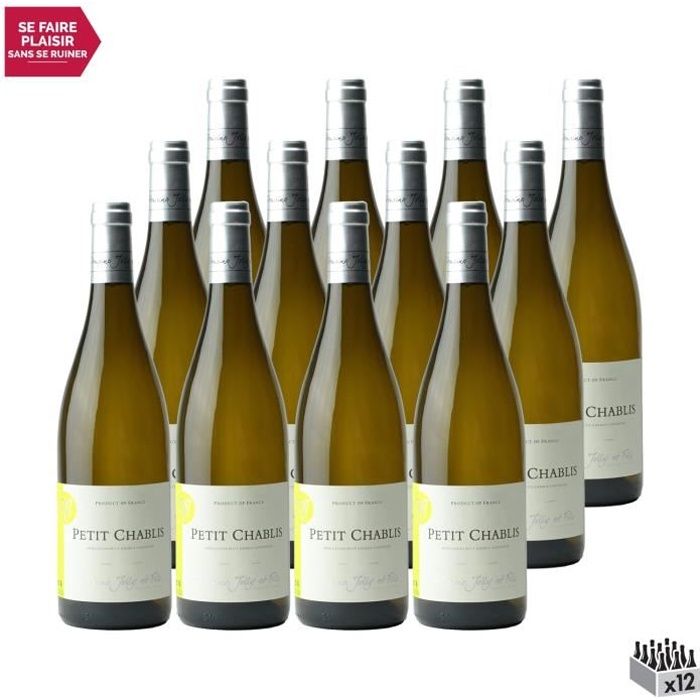Petit Chablis Blanc 2019 - Lot de 12x75cl - Domaine Jolly - Vin AOC Blanc de Bourgogne - Cépage Chardonnay