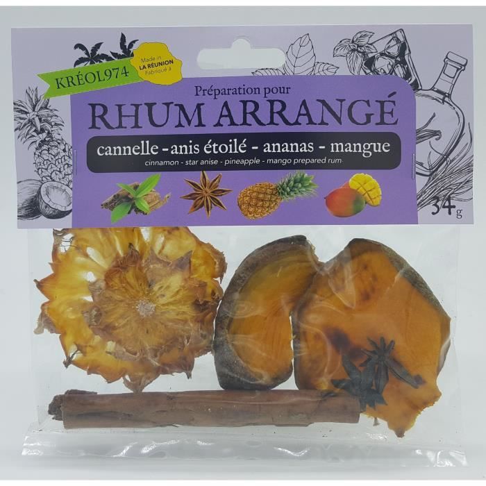Préparation pour Rhum Arrangé BATON DE CANNELLE ANAS ETOILE ANANAS VICTORIA MANGUE