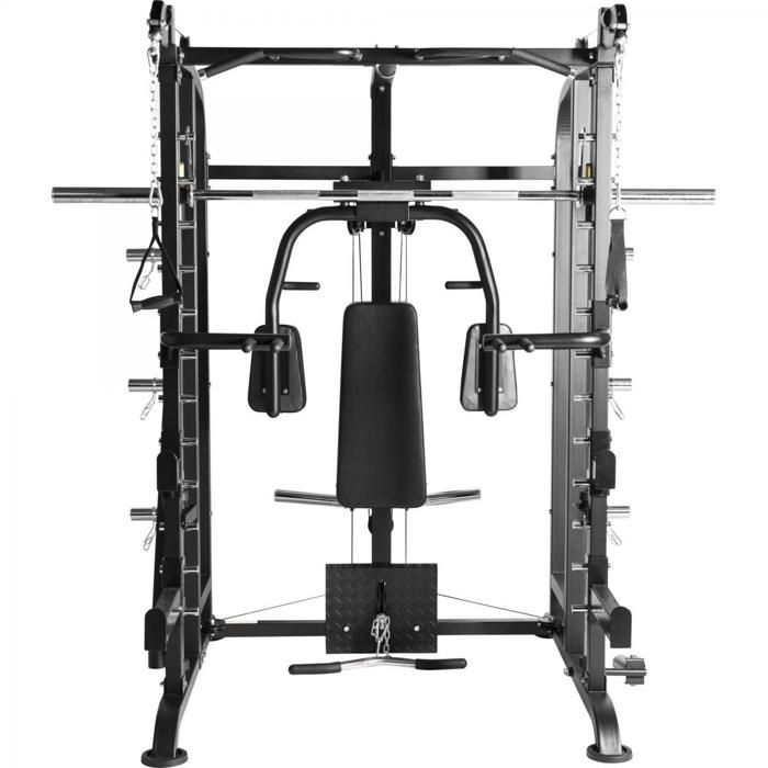 Smith machine Machine Gorilla Sports avec Power rack, Multi Station et Presse.
