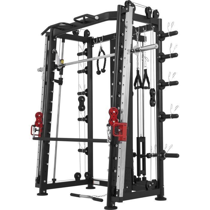 Smith machine Machine Gorilla Sports avec Power rack, Multi Station et Presse.