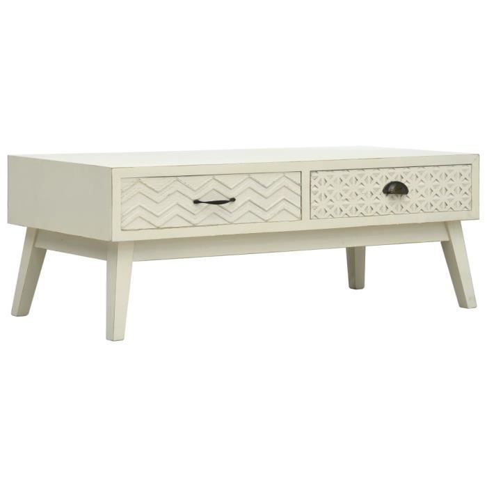 ��Table basse avec 2 tiroirs Gris sculpté 110x50x40 cm Bois