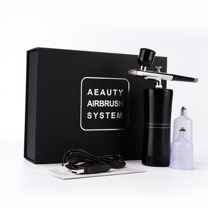APPAREIL DE MASSAGE MANUEL,Double Action aérographe Kit compresseur Portable brosse à Air peinture pistolet hydratant - Type Black