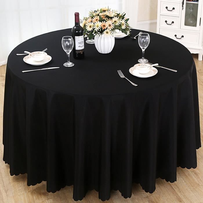 Nappe de table, Nappe ronde, Nappe ronde 240 cm, Nappe ronde antitache, Nappe exterieur table ronde - Noir