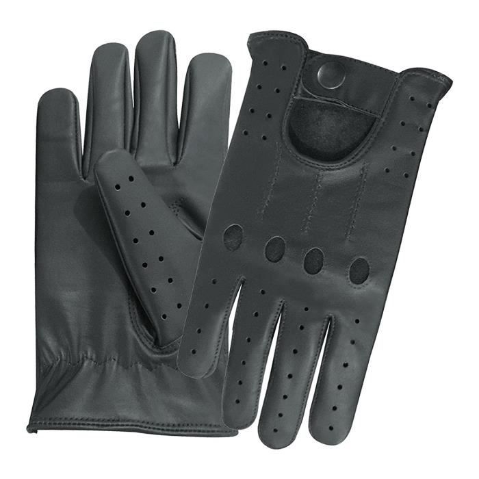 AUTHENTIQUE PAIRE DE GANT EN CUIR NAPPA DE VACHE , MOTORBIKE CONDUCTEUR FASHION SUPER FIT – HOMME , NOIR TAILLE XL.