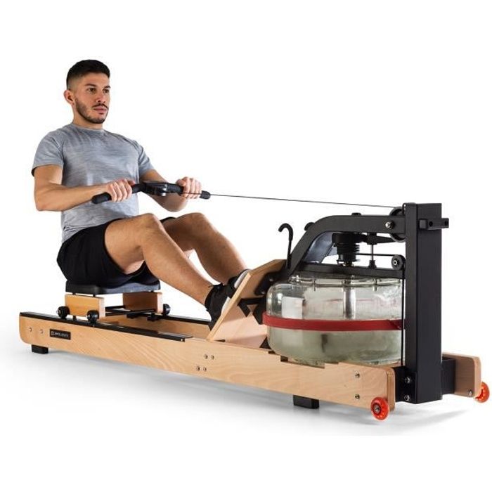 Rameur à eau - CAPITAL SPORTS Stoksman 2.0 - glissière 120cm - écran LCD - hêtre clair