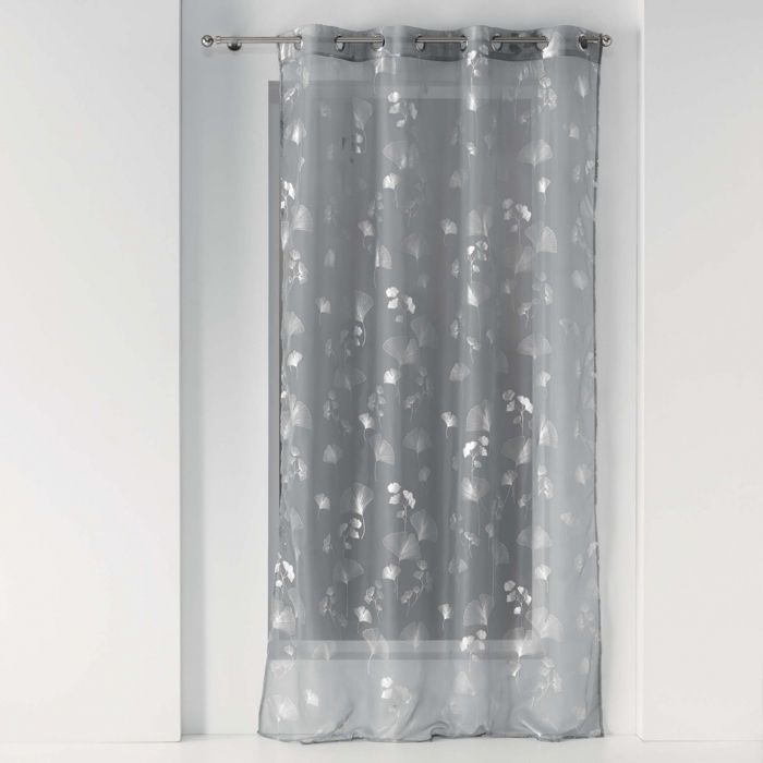 Voilage a œillets 140 x 240 cm Bloomy Gris/argent