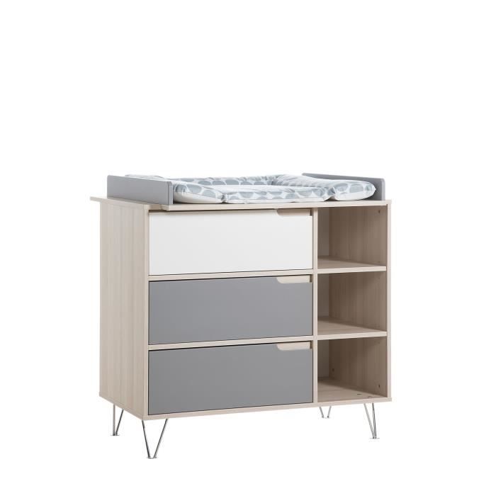 Commode à langer Marit Grau-Weiß