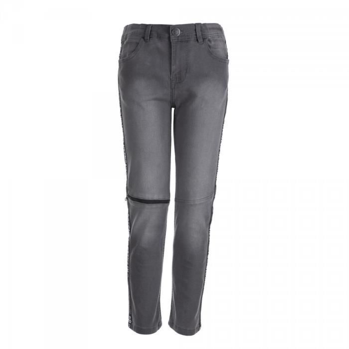 RIVALDI - Jeans denim 5 poches bandes côtés - Gris - Enfant Garçon