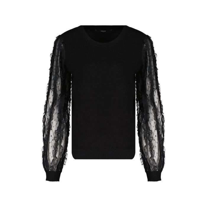 DEELUXE Pull noir en résille à pois EDWIGE Black