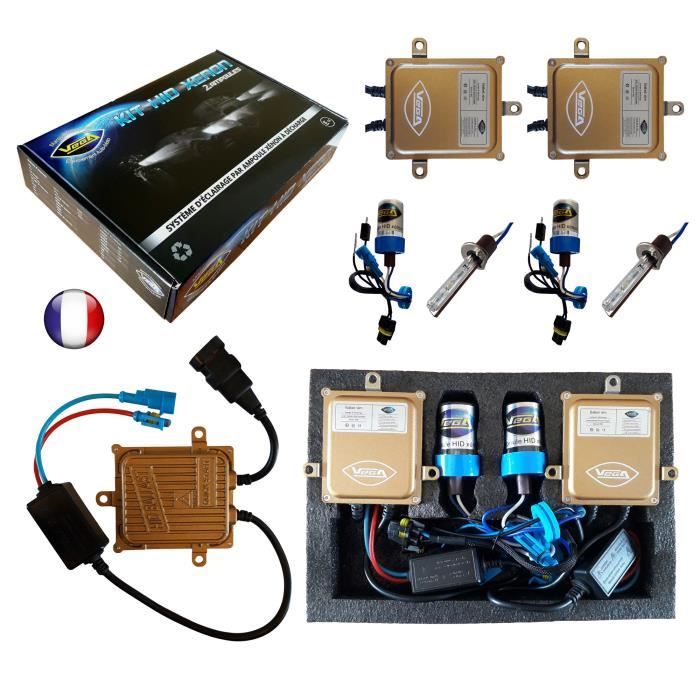 Eclairage pour phares camion - Kit 24 VOLTS HID Xénon Vega® 24V H1 5000K 55W slim DSP AC 2 ampoules à embase métallique