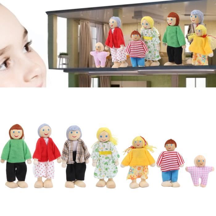 Figurines de poupée de famille pin miniature personnes jouets ornement accessoire de maison de poupée éducatif DQ FRANCE