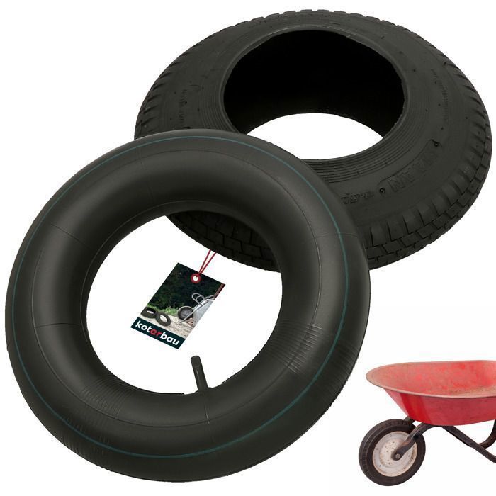 Roue De Brouette Relaxdays – Pneumatique 4.00-6, Chambre à Air, 136 Kg (neuve)