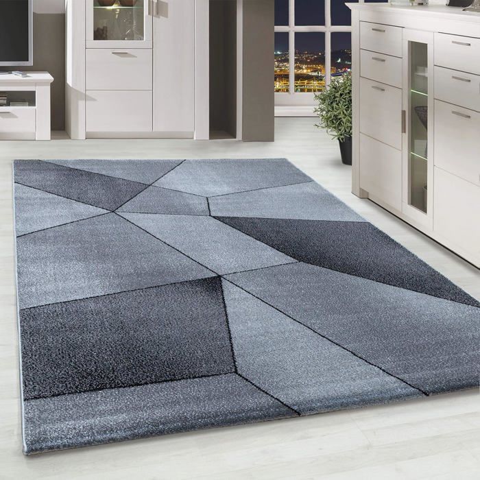 Tapis Salon Moderne 200x300 Cm Gris Poil Court - Tapis Chambre Doux Et Antidérapant