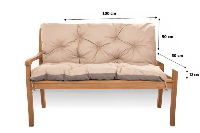 Coussin Pour Banc D'extérieur 100x50x8 Cm - Housse Polyester Imperméable, Confortable, Antidérapant, Lavable En Machine