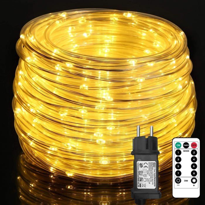 Guirlande Lumineuse LED Tube 50 M - Multicolore, Télécommande, étanche, Pour Noël, Jardin, Fête