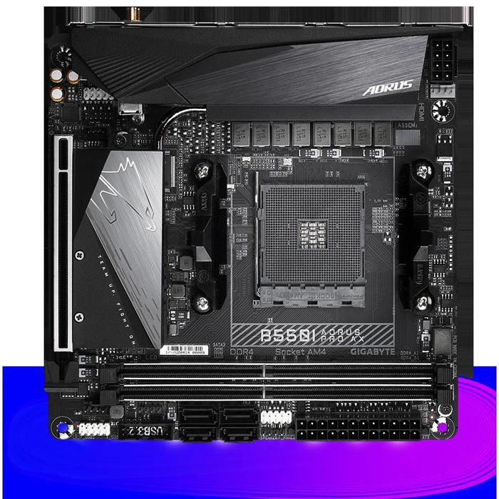 Carte mère GIGABYTE B550I AORUS PRO AX AMD B550 Socket AM4 2xDDR4 SDRAM 64GB Mini ITX - Gigabyte