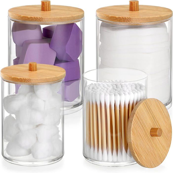 Distributeur De Cotons Acrylique Transparent - Pour Cotons Démaquillants, Pratique Et élégant, 7x6x14.5 Cm
