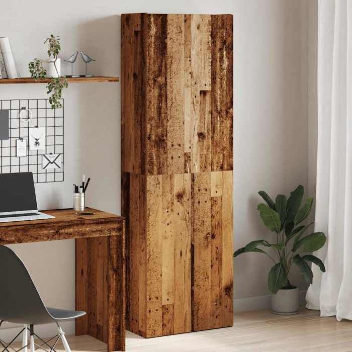 vidaXL Buffet haut vieux bois 60x32x190 cm bois dingénierie 3318714