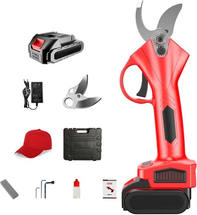 Sécateur électrique Sans Fil Professionnel - Lame SK7 - Coupe 30mm - 2 Batteries 2000mAh - Écran LCD - Pour Jardin Et Arbres Fruitiers
