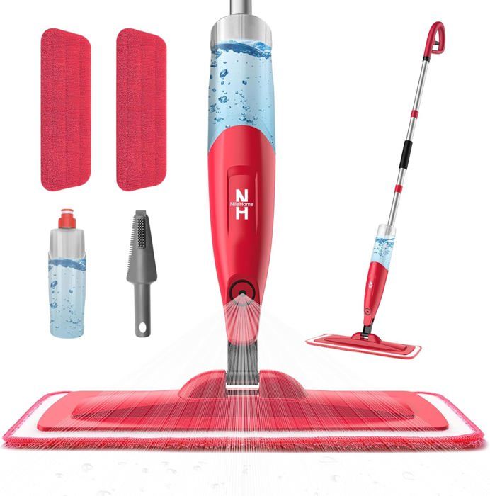 Balai-serpillière Jouet Avec Vaporisateur Qui Fonctionne Vraiment – Kit Nettoyage Montessori Pour Enfants, 2 Tampons Lavables, Jeu D’imitation Dès 3 Ans