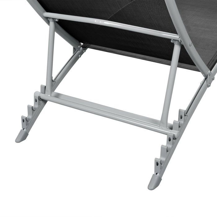 Bon plan Transat extérieur - JILI HOT - Chaise longue Acier et textilène Noir - pour camping/jardin Thome5768107