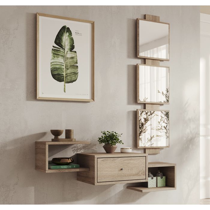 Meuble dentrée - DESIGN AMEUBLEMENT - Neo - 1 tiroir - 3 miroirs - Sonoma mat Meuble dentrée - DESIGN AMEUBLEMENT - Neo - 1 tiroir - 3 miroirs - Sonoma mat