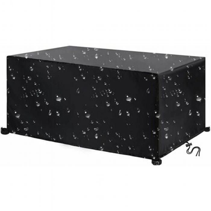 Housse de protection pour meubles de jardin tissu Oxford 420 imperméable coupe-vent anti-UV rectangulaire 220 x 110 x 75 cm