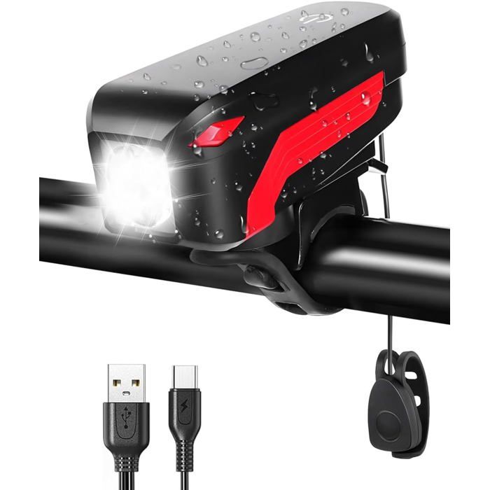 Lumiere Velo Avant Arrière 1400 Lumens - Lampe Vélo LED Rechargeable 6 Modes Étanche IPX5