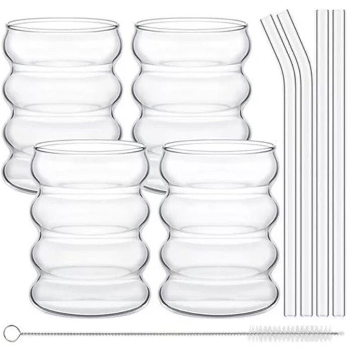 Verre a Eau Verre Soda Verre à Gin Tonic Verre Cocktail Transparent Verres à Soft Drink Jus Gobelet 350 ml Lot de 4