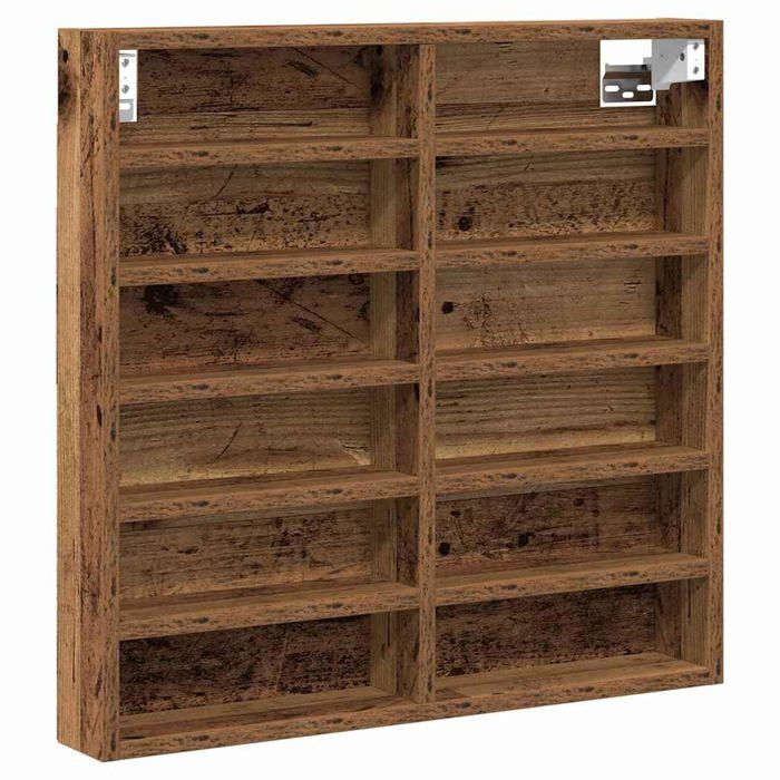 Étagère murale rustique - vidaXL - 60x85x58 cm - Marron - Bois massif - Finition vieillie - 10 étagères - Montage mural