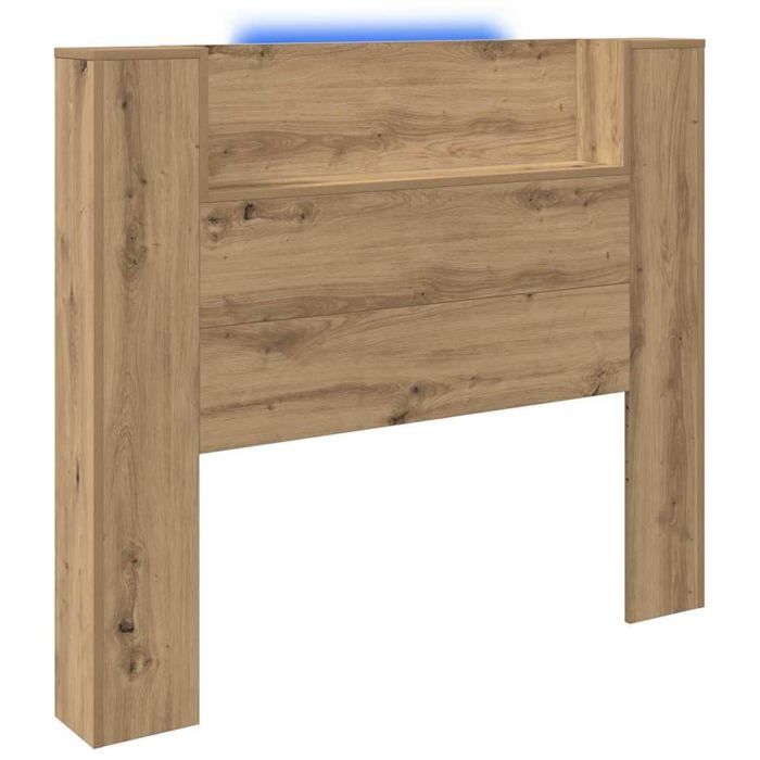 Tête de lit moderne avec étagère - vidaXL - Chêne artisanal - 120x15x1035 cm - Éclairage LED multicolore