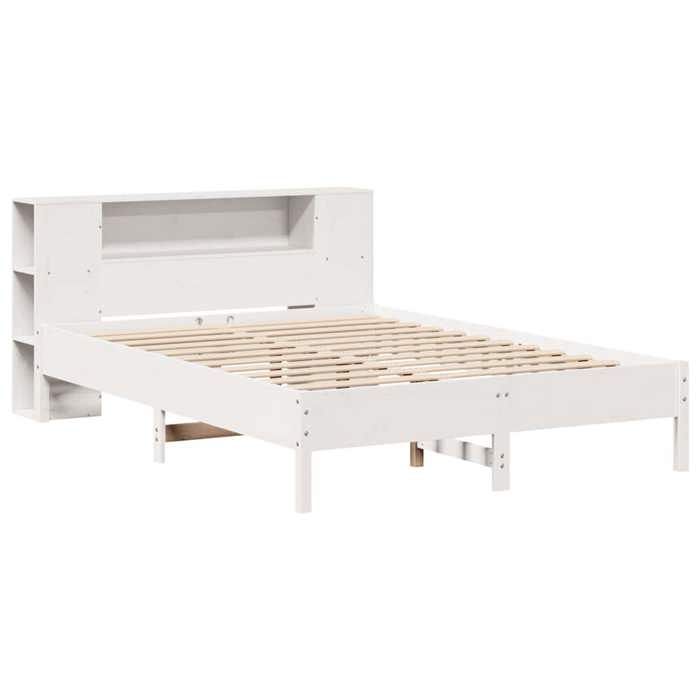 2 Places - Lit bibliothèque double - VIDAXL - Tête de lit rangement - blanc 140x190 cm - Bois pin massif FR_002912451