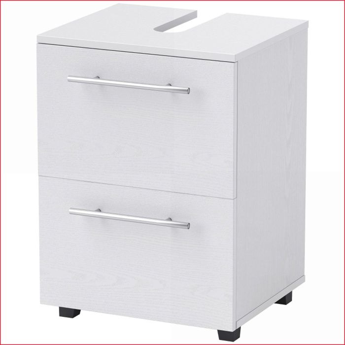 Meuble Sous Lavabo - Commode Salle de Bain Compact U-Forme avec Tiroir - Blanc