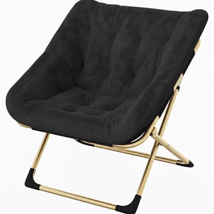 Tiita Chaise soucoupe, chaise d'accent pliante surdimensionnée en fausse fourrure douce, chaise de salon paresseuse en fourrure douce, chaise lune avec cadre en métal pour chambre à coucher, salon Tiita Chaise soucoupe, chaise d'accent pliante surdimensionnée en fausse fourrure douce, chaise de salon paresseuse en fourrure douce, chaise lune avec cadre en métal pour chambre à coucher, salon