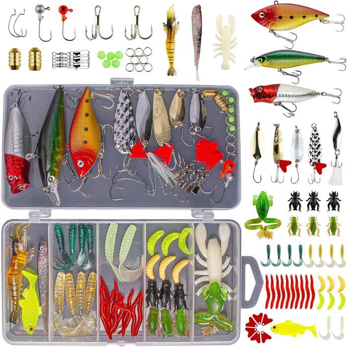 Kit de leurres de pêche pour eau douceappâts et accessoires pour la pêche au barà la truite et au saumoncomprenant des cuillères