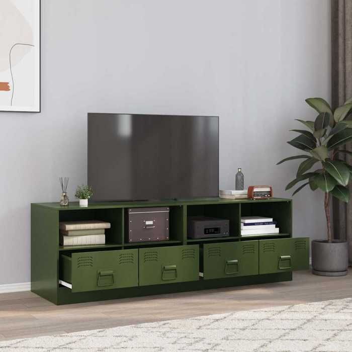 SWEETY@Meubles TV 2 pcs - ZENCORE - Capacité 100 kg - commode hifi/ARMOIRE TV vert olive 67x39x44cm acier M3379344