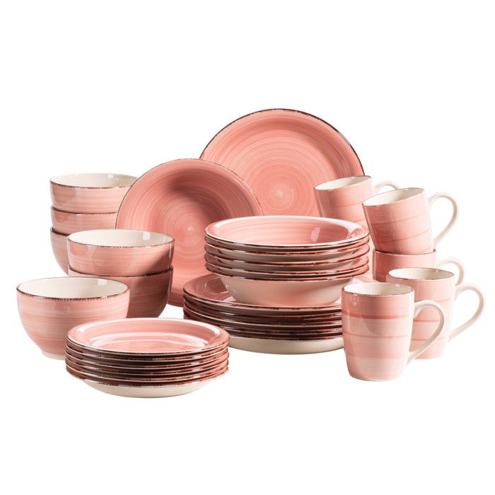 Mäser service de table combiné 30 pièces LUMACA couleur corail céramique
