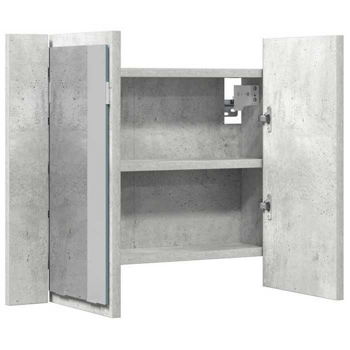 Promo Armoire de salle de bain LMT - Meubl Armoire de salle de bain à miroir LED - Gris béton - Acrylique @3407874 3592dha40z