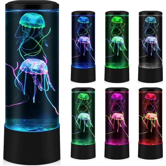 Lampe décorative LED effet méduse lampe daquarium LED à couleurs changeantes rechargeable par USB lampe de chevet veil