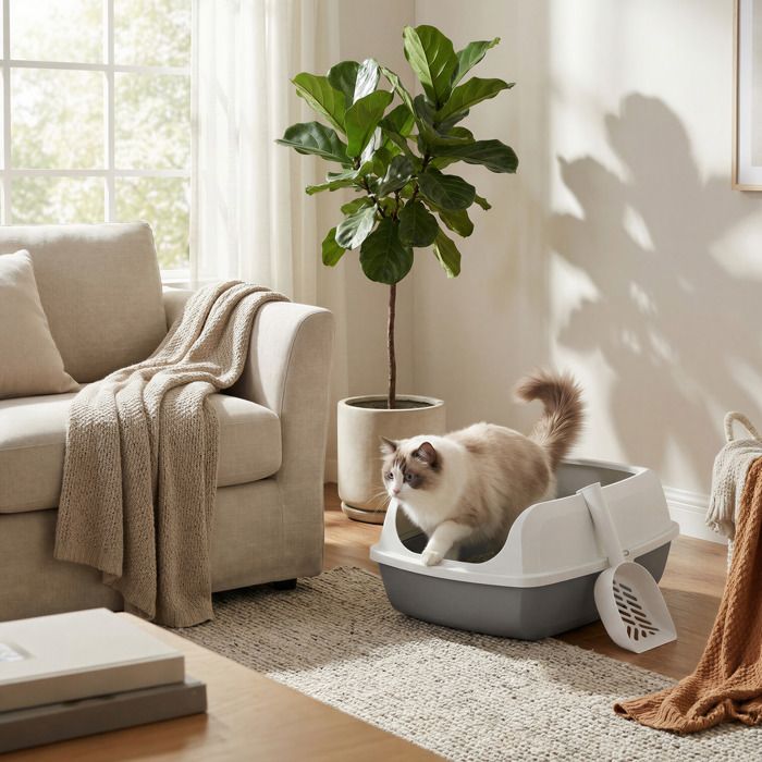Bac à Litière pour Chat Taille XXL Dessus Ouvert avec Pelle pour Chatons et Grands Chats Blanc Bac à Litière pour Chat Taille XXL Dessus Ouvert avec Pelle pour Chatons et Grands Chats Blanc