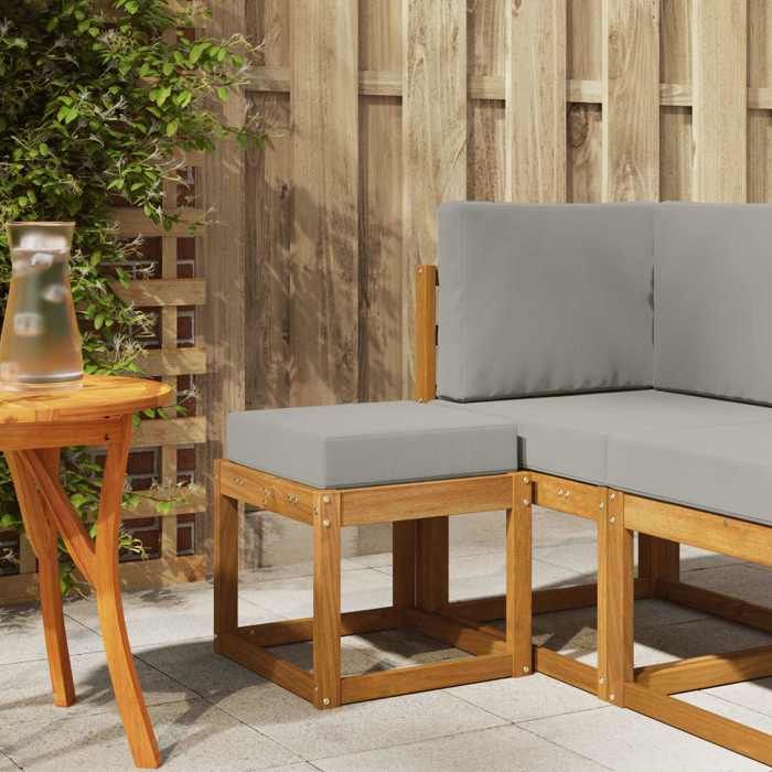 Marron Banc de Tabouret Gris Naturel et Clair 43x43x37 cm - Siège de balcon LV68108