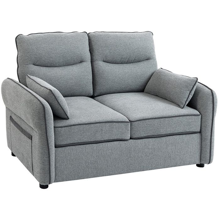 Canapé 2 places - CRESTA - 136x81x90 cm - Velours égyptien - Gris - 2 oreillers inclus Canapé 2 places - CRESTA - 136x81x90 cm - Velours égyptien - Gris - 2 oreillers inclus