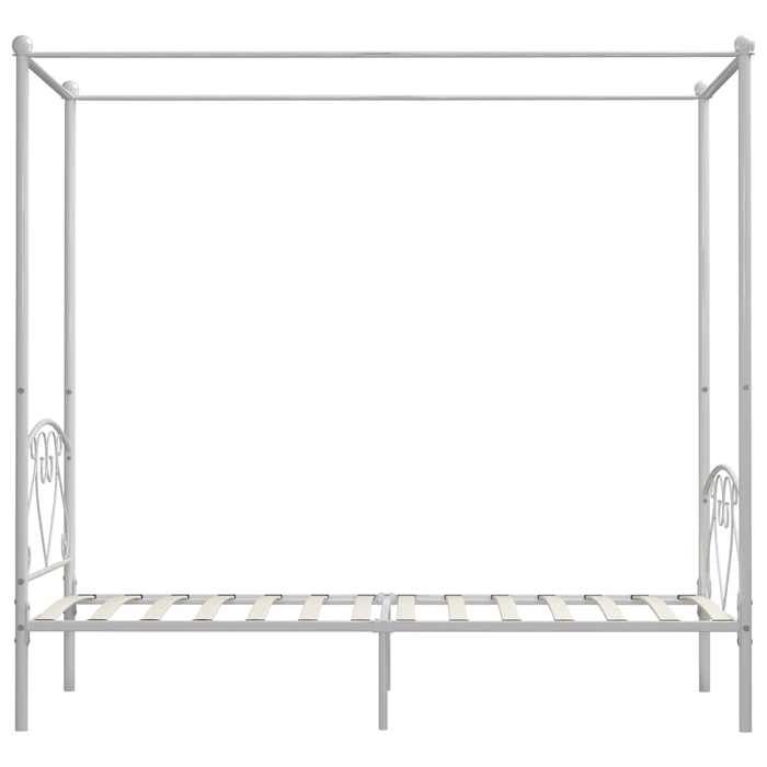Structure de lit - HAOSHOP - Cadre de lit à baldaquin sans matelas blanc métal 120x200 cm&01_83152