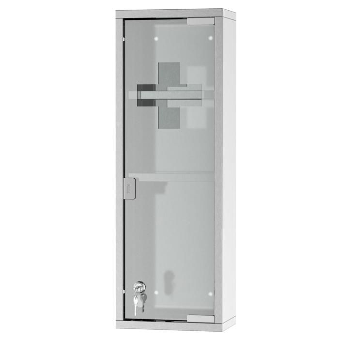 Armoire pharmacie murale – Acier inoxydable et verre dépoli avec serrure à clé – Salle de bain – 20x12x64 cm