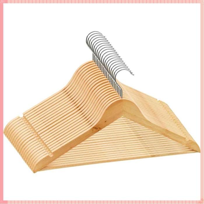 Cintres antidérapants dur - Bois - Robuste - Durable - Marron - 44 5x0 6x23 cm - 5x7 cm - 20 pcs