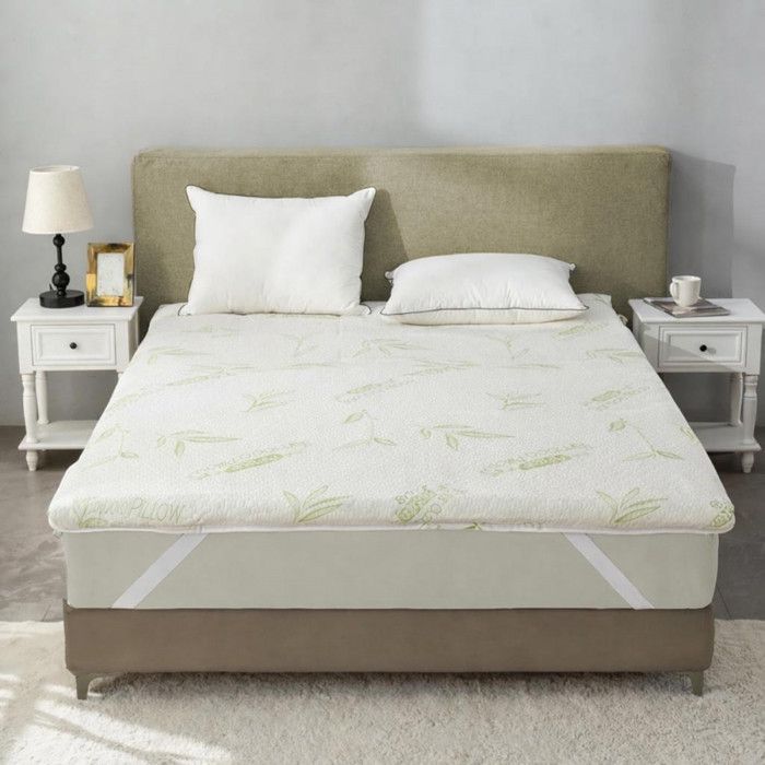 ALPES BLANC  - Surmatelas &agrave; m&eacute;moire de forme 140x190 cm &ndash; Visco et fibres de bambou &ndash; Confort ergonomique &ndash; D&eacute;houssable et lavable 