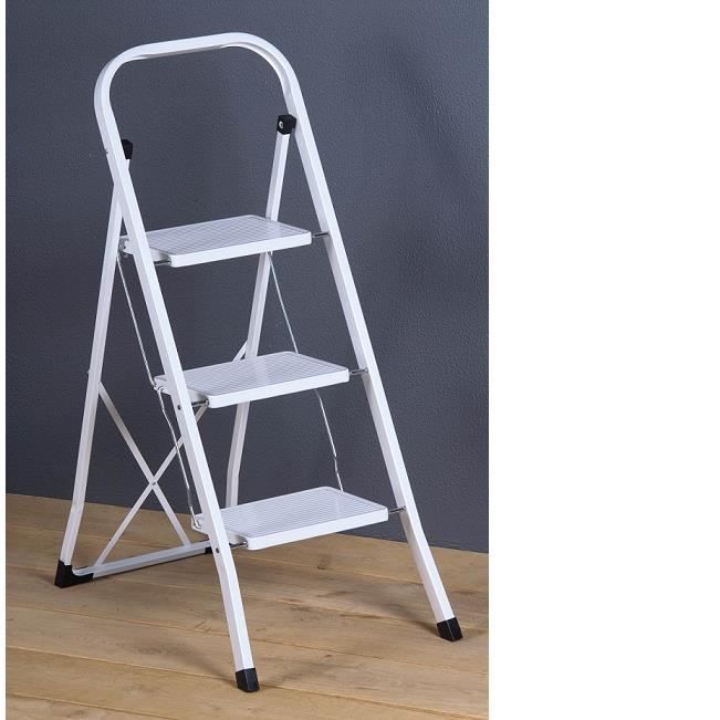 Escabeau Marche Pied 3 Marches 104 cm 150kg Blanc 769